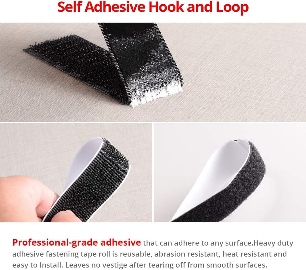 26 Feet Sticky-Back Hook and Loop Strips Roll, 3/4 Inch Black Self Adhesive Hook Loop Tape Double Sided Hook Loop Fastener Tape for Indoor Outdoor Home School Office - Image 3
